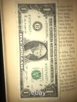 $1 One Dollar Bill Star Note 2013 B 07274037 Duplicate Numéro De Série Rare