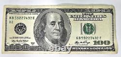 2006 Un billet de cent dollars américain Note de 100 $ Rare Erreur d'estampillage inversé