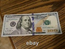 2009a 100 $ Bill Star Note D'une Centaine De Dollars En Série # Lc01006364