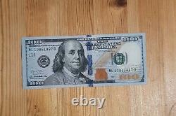 2013 $100 Cent Dollars Bill Double Date Série # ML 19861897 Rare Devise