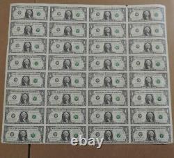 32 1 $ Bill Half Sheet Of Uncut Non-circulaire 2003 1 $ One Dollar Bills Series K
