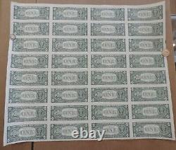 32 1 $ Bill Half Sheet Of Uncut Non-circulaire 2003 1 $ One Dollar Bills Series K