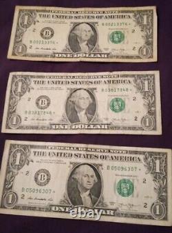 (3) 2013 1 Dollar Star Note Duplicate Serial B New York Washington Fort Worth <br/> 
<br/>	(3) 2013 1 Dollar Star Note Numéro de série en double B New York Washington Fort Worth