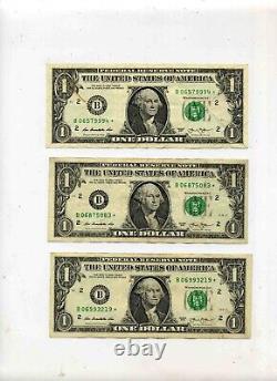 3 billets avec des duplicatas de dollar étoile de 2013