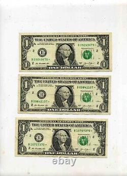 3 billets avec des duplicatas de dollars de la série B de 2013