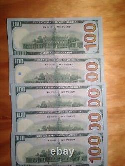 500 $ en espèces 5 billets de 100 dollars Série 2009 2013 2017 LE MOINS CHER SUR EBAY