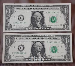 60 Billets neufs de 1 dollar américain de 2017A, non circulés, avec numéros de série consécutifs - NEUFS