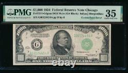 Ac 1934 1000 $ Chicago One MILL Dollar Bill Pmg 35 Note D'erreur