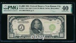 Ac 1934 1000 $ Kansas City Lgs Joint Vert Clair Une Mille Dollar Bill Pmg 40