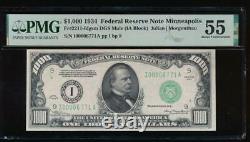 Ac 1934 1000 $ Minneapolis Une Mille Dollar Bill Pmg 55