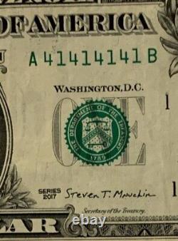 Arrêt Binaire 1 $ Un Dollar Arrêt Supérieur De Bills 2017 Numéro De Série A 41414141 B