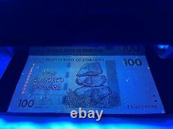 Authentique Unc 100 Trillions & One Cent Zimbabwe Dollar Banknote Display. Rare