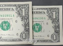 Bep Bills D'un Dollar Non Circulés, Série 2017 $1 Notes Séquentielles, 100 Total