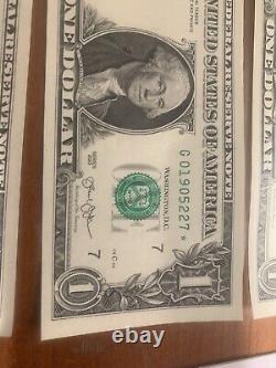Billet d'un dollar américain Trois notes étoilées séquentielles neuves 2013