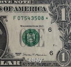 Billet d'un dollar avec une erreur de note en étoile pleine ombrée solide F07543508