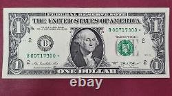 Billet d'un dollar de 2013, note STAR, billet de la Réserve fédérale de 1 dollar, numéro de série original #54994.