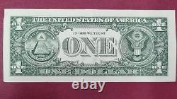 Billet d'un dollar de 2013, note STAR, billet de la Réserve fédérale de 1 dollar, numéro de série original #54994.
