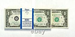 Billet de 1 $ Rare de 1974 Notes de Cleveland, 100bep, Gemmes Non Circulées Consécutives
