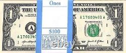 Billet de banque de 1 dollar des États-Unis, 2021, UNC Boston AA 100 pcs