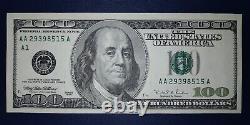 Billet de cent dollars américains 100 $ Série Boston 1996 (AU) / AA 29398515 A
