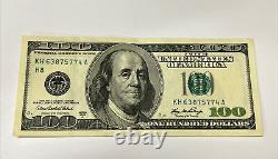 Billet de cent dollars américains de la série 2006A, note de 100 $ Saint Louis KH 63875774 A
