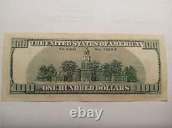 Billet de cent dollars de la Réserve fédérale de 1999, numéro de série BG46381920A.
