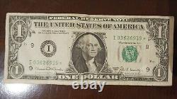 Billet de un dollar ($1) de 1969 c, étoile de Minneapolis, avec le numéro de série comportant l'année 1969