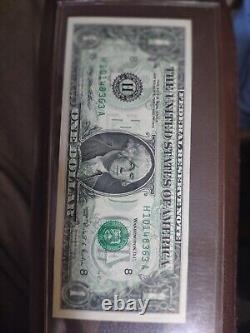Billet de un dollar H de 1995 mal imprimé, non circulé avec impression complète au verso sur le recto