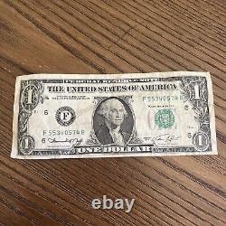 Billet de un dollar de 1974 F55340574B mal imprimé et mis en circulation
