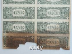 Cadre 1981 Feuille Non Découpée 16 1 $ Un Dollar Bill Réserve Fédérale Note Non Distribuée