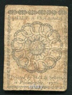 Cc-21 17 Février 1776 $1/2 Note De Monnaie Continentale D'un Demi-dollar