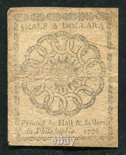 Cc-21 17 Février 1776 1/2 $ Une Demi-dollar Note De Monnaie Continentale (d)