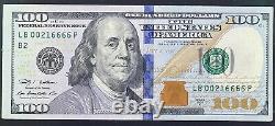 Cent Dollars Bill, Fancy Note, Quadruple 6's, Indice Très Cool De 97,4
