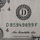 Erreur D'encre Un Dollar $1 Bill Fed Res Note 2013 Numéros De Série Décomposés Colorés