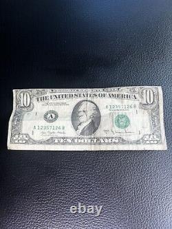 Erreur D'impression 10 Dollars Bill Collecters Item (rare) Erreur D'impression Unique Livraison Gratuite