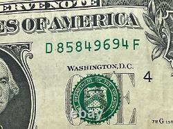 Erreur De Contamination De L'encre Noire Jet One Dollar Bill 2013 Federal Reserve Note