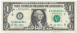 Erreur d'étoile Note Un Dollar Réserve Fédérale US 1.00