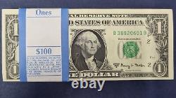 FULL Pack of 100 Consecutive One Dollar Bills $1 1963 A UNCIRCULATED #55167
Ensemble COMPLET de 100 billets de un dollar consécutifs $1 1963 A NON CIRCULÉS #55167