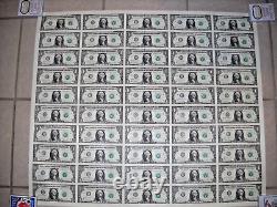 Feuille complète de billets d'un dollar non coupés de 50 notes 2017 New York $50 F/Ship