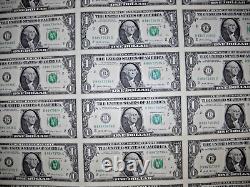 Feuille complète de billets d'un dollar non coupés de 50 notes 2017 New York $50 F/Ship