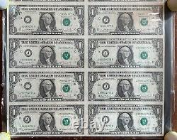 Feuille non coupée de 1981 de 16 billets d'un dollar (Kansas City)