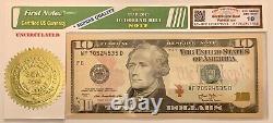 Grand cadeaux Billet de 10 dollars - Un billet américain de 2013 de haute qualité, premier billet non circulé