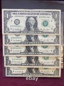 Lot (10) 2013 B Un Dollar Bill Star Notes! Numéros De Série Dupliqués Fwithdc