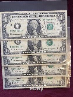 Lot (10) 2013 B Un Dollar Bill Star Notes! Numéros De Série Dupliqués Fwithdc