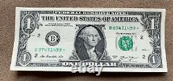 Lot De (6) 2013 B $ Un Dollar Note Bill Série Duplicate Erreur