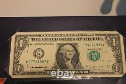 Lucky 777 One Dollar Federal Reserve Note 2009 Série Dallas 1 $ Bep Naissance Yr 5pc