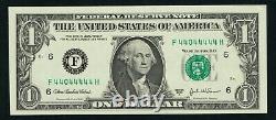 Near Solid One Us Dollars Bill Unc 44044444 Federal Reserve Note 2003a