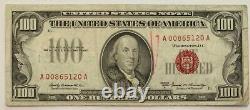 Nice 1966-a $100 One Hundred Dollar Sceau Rouge États-unis Note 1966 A Wow