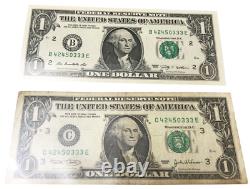Numéro de série assorti Numéro fédéral fantaisie Note de réserve de un dollar
