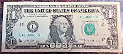 Numéro de série bas Dollar 1 2017A San Francisco Fed. Reserve Note #68 CRISP UNCIR